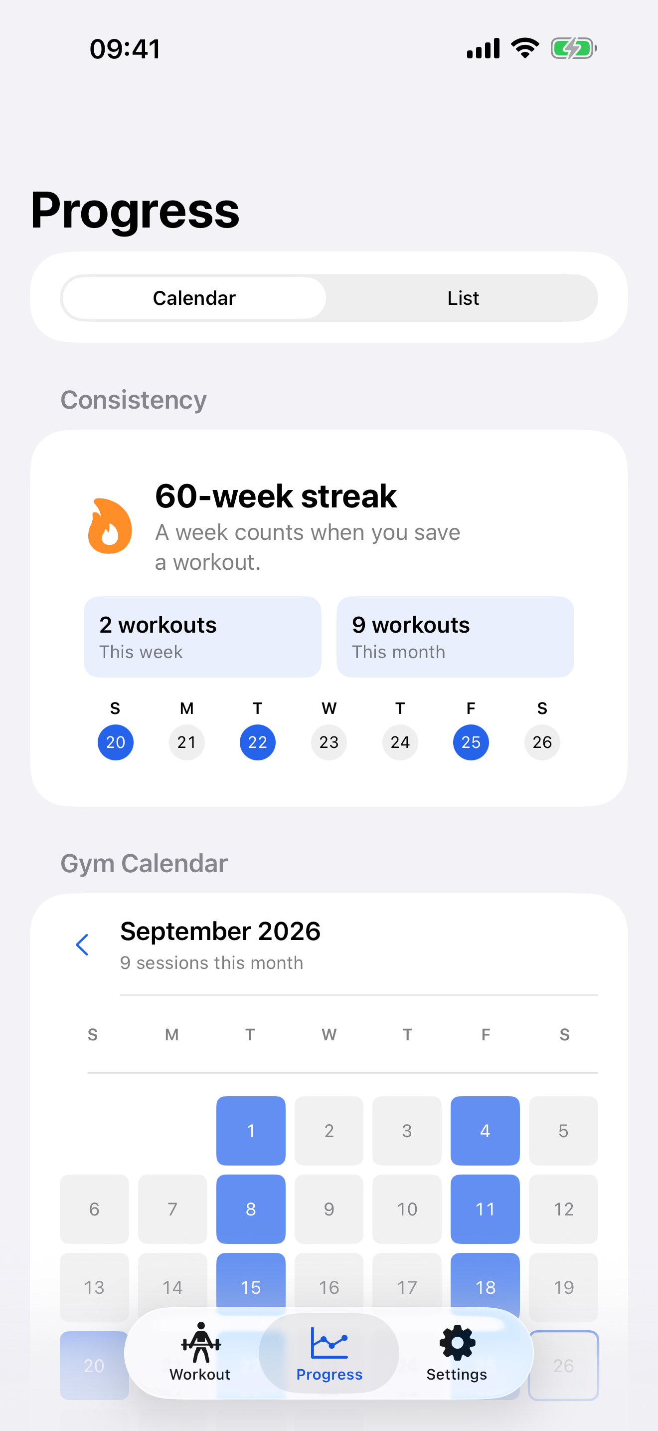 SetWise training calendar with a rolling year available free